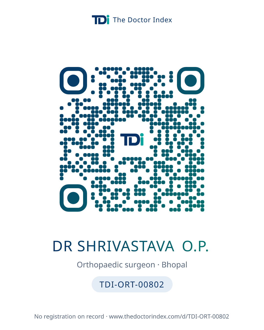 QR card for Dr Shrivastava O.P., TDI-ORT-00802