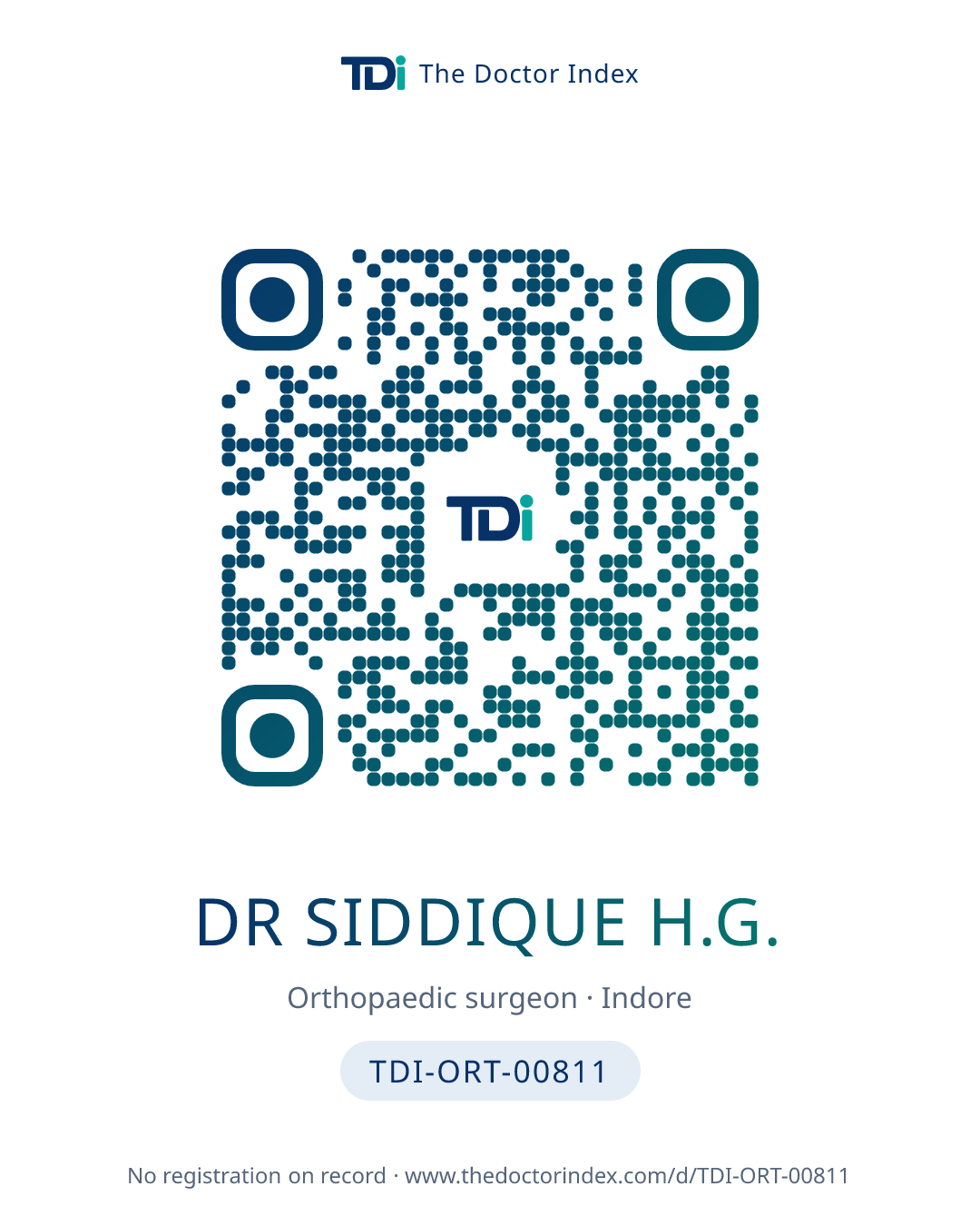 QR card for Dr Siddique H.G., TDI-ORT-00811