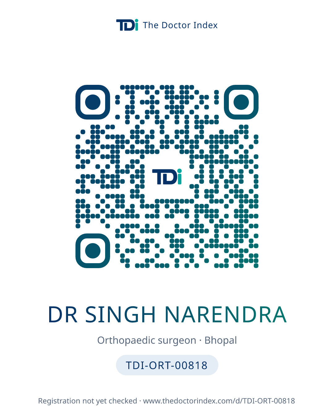 QR card for Dr Singh Narendra, TDI-ORT-00818