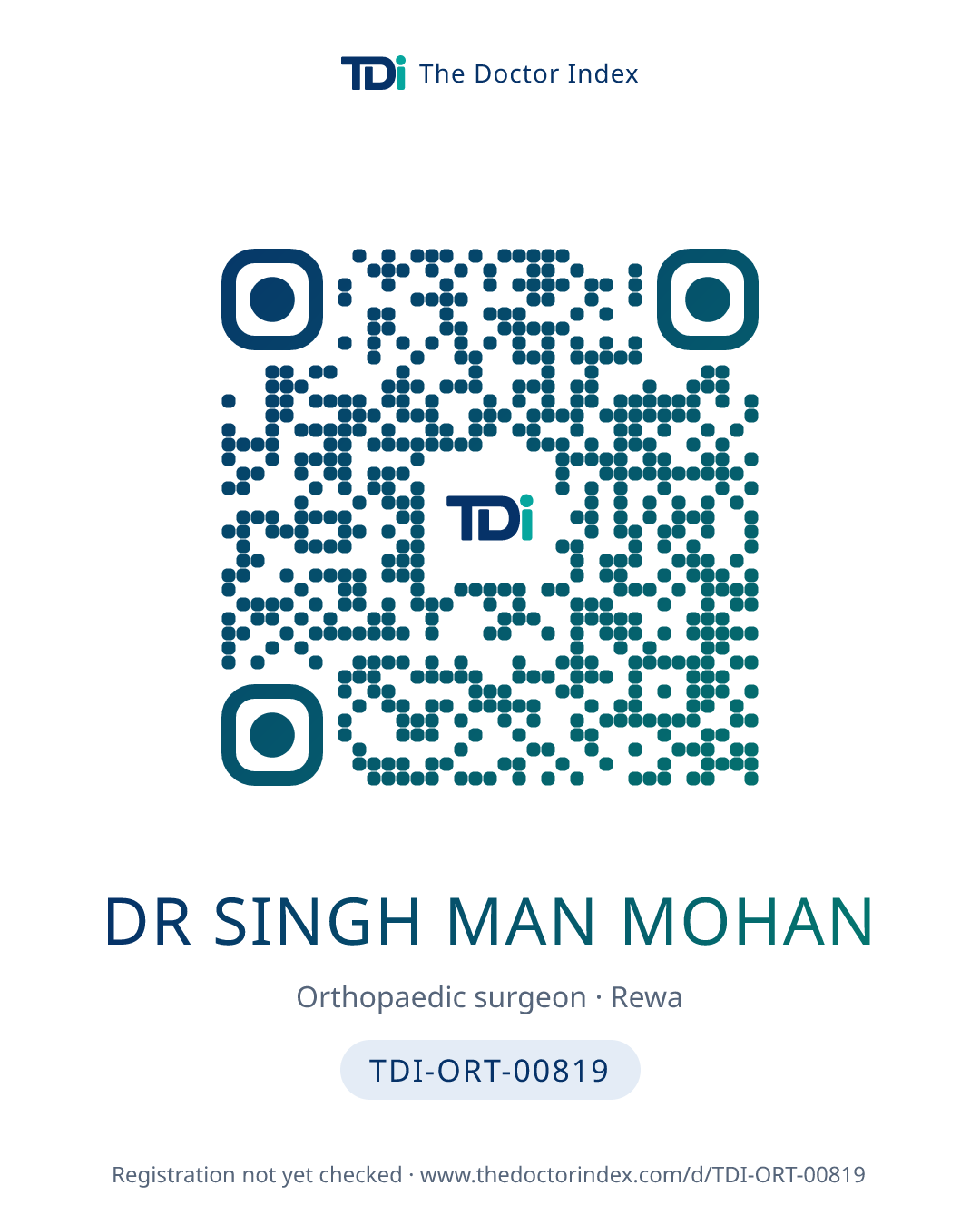 QR card for Dr Singh Man Mohan, TDI-ORT-00819