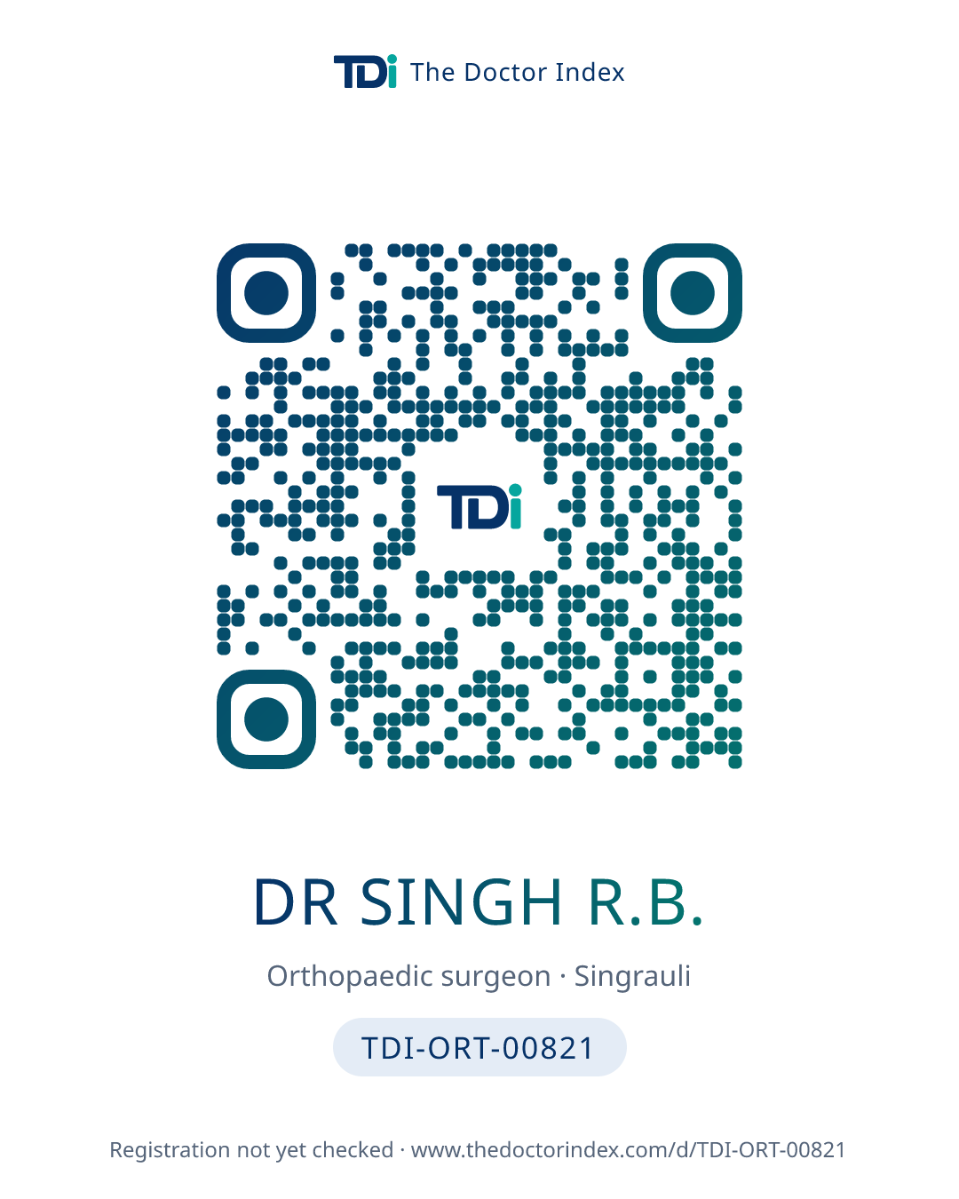 QR card for Dr Singh R.B., TDI-ORT-00821