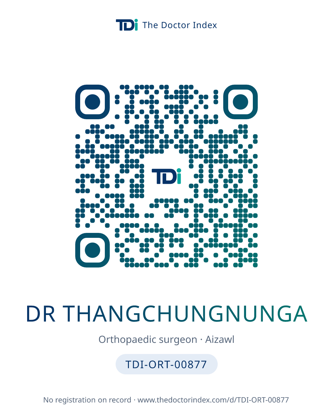 QR card for Dr Thangchungnunga, TDI-ORT-00877