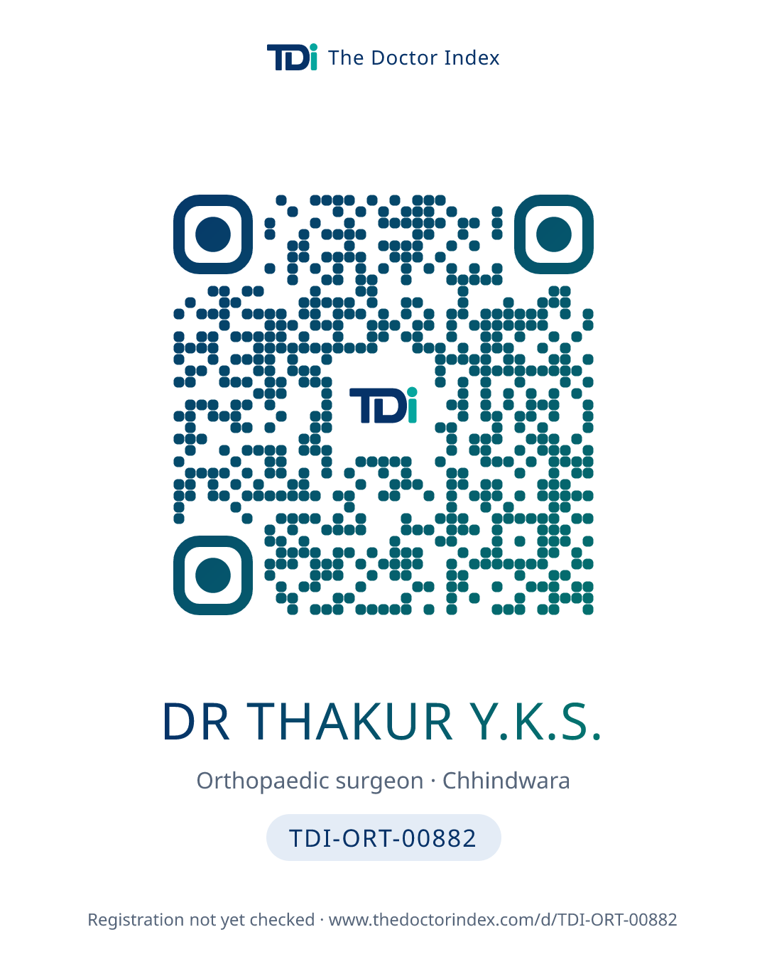 QR card for Dr Thakur Y.K.S., TDI-ORT-00882