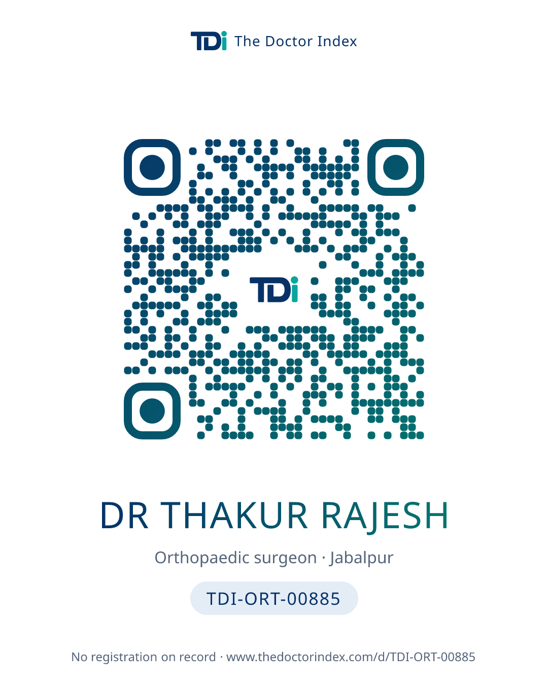 QR card for Dr Thakur Rajesh, TDI-ORT-00885