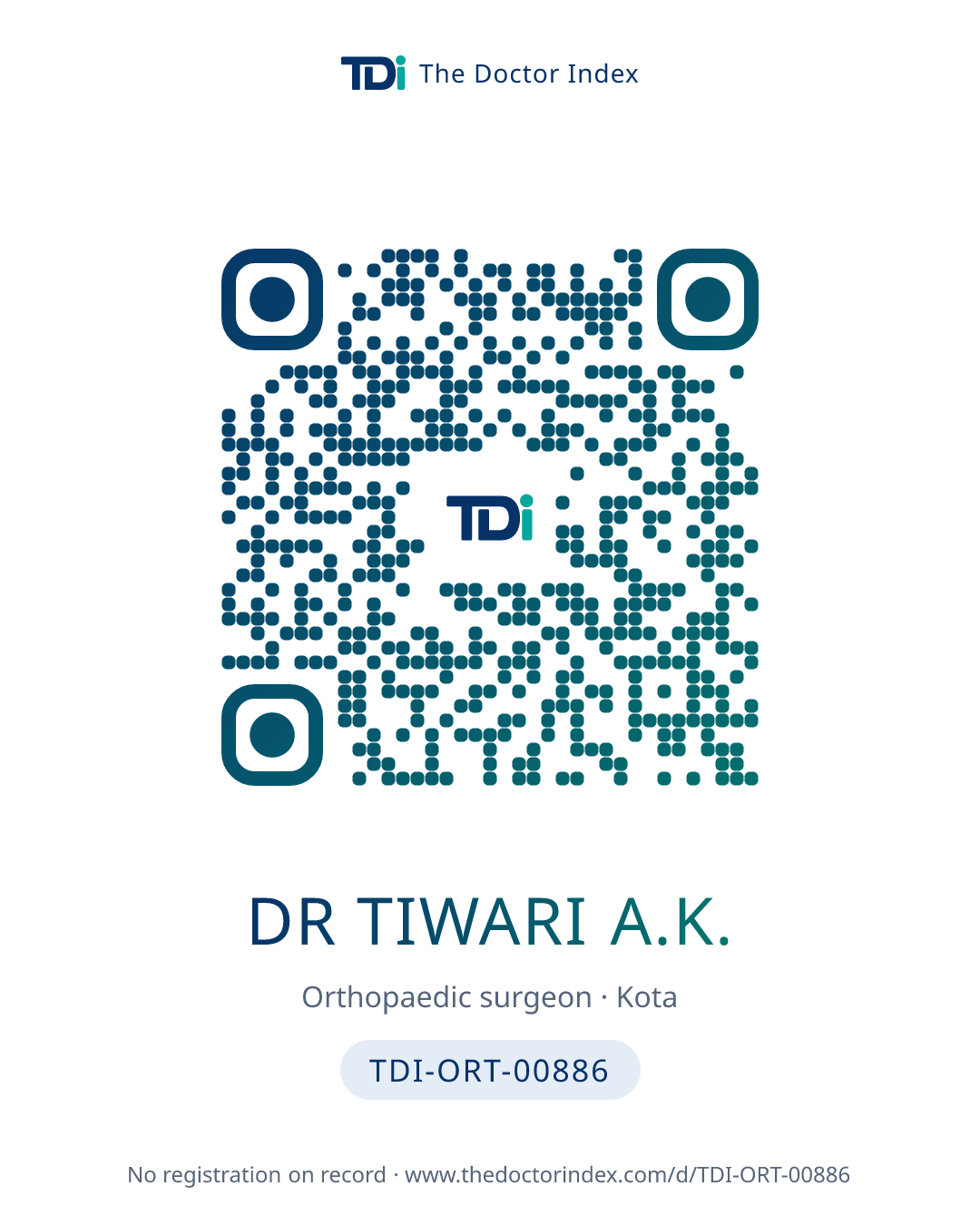 QR card for Dr Tiwari A.K., TDI-ORT-00886