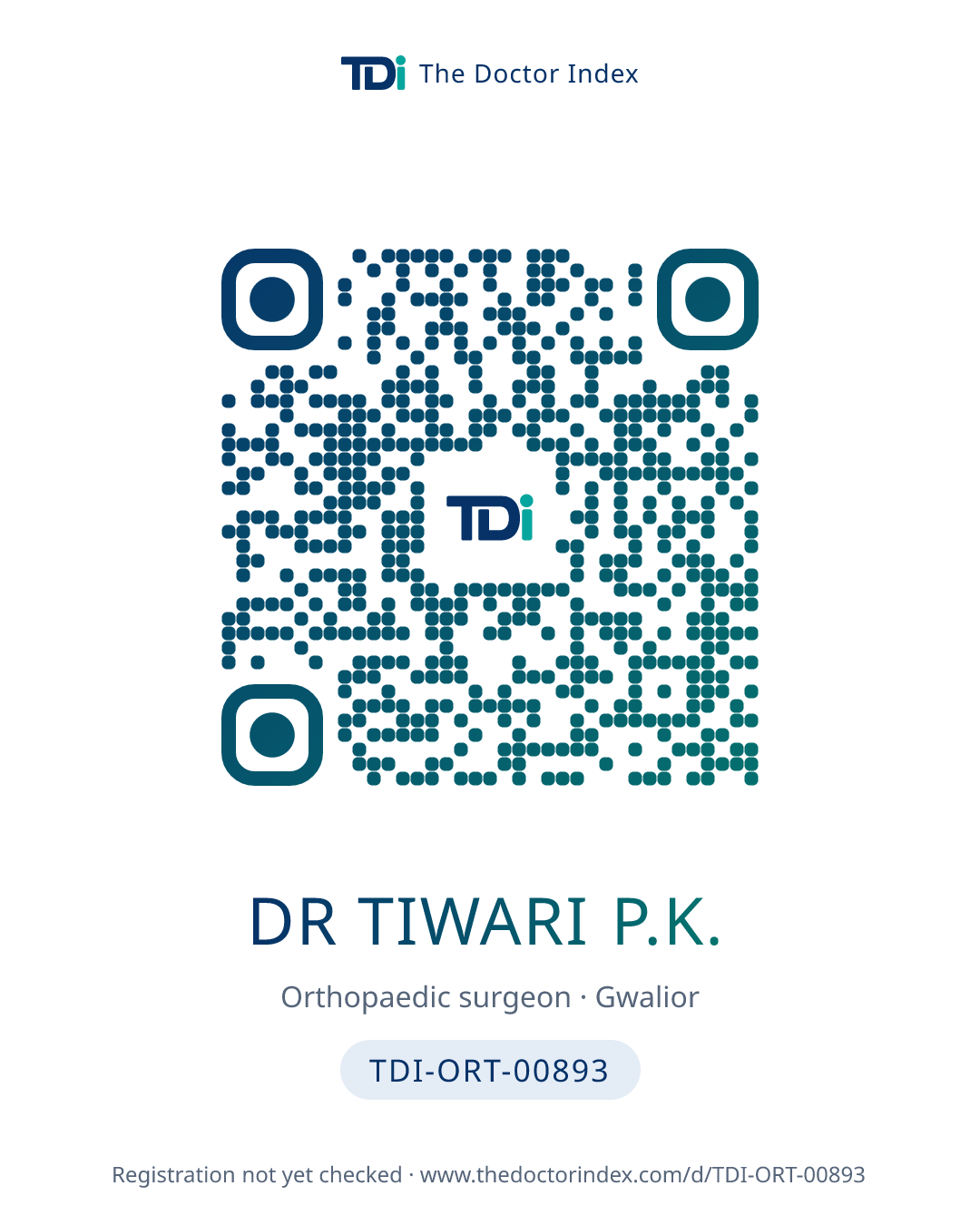 QR card for Dr Tiwari P.K., TDI-ORT-00893