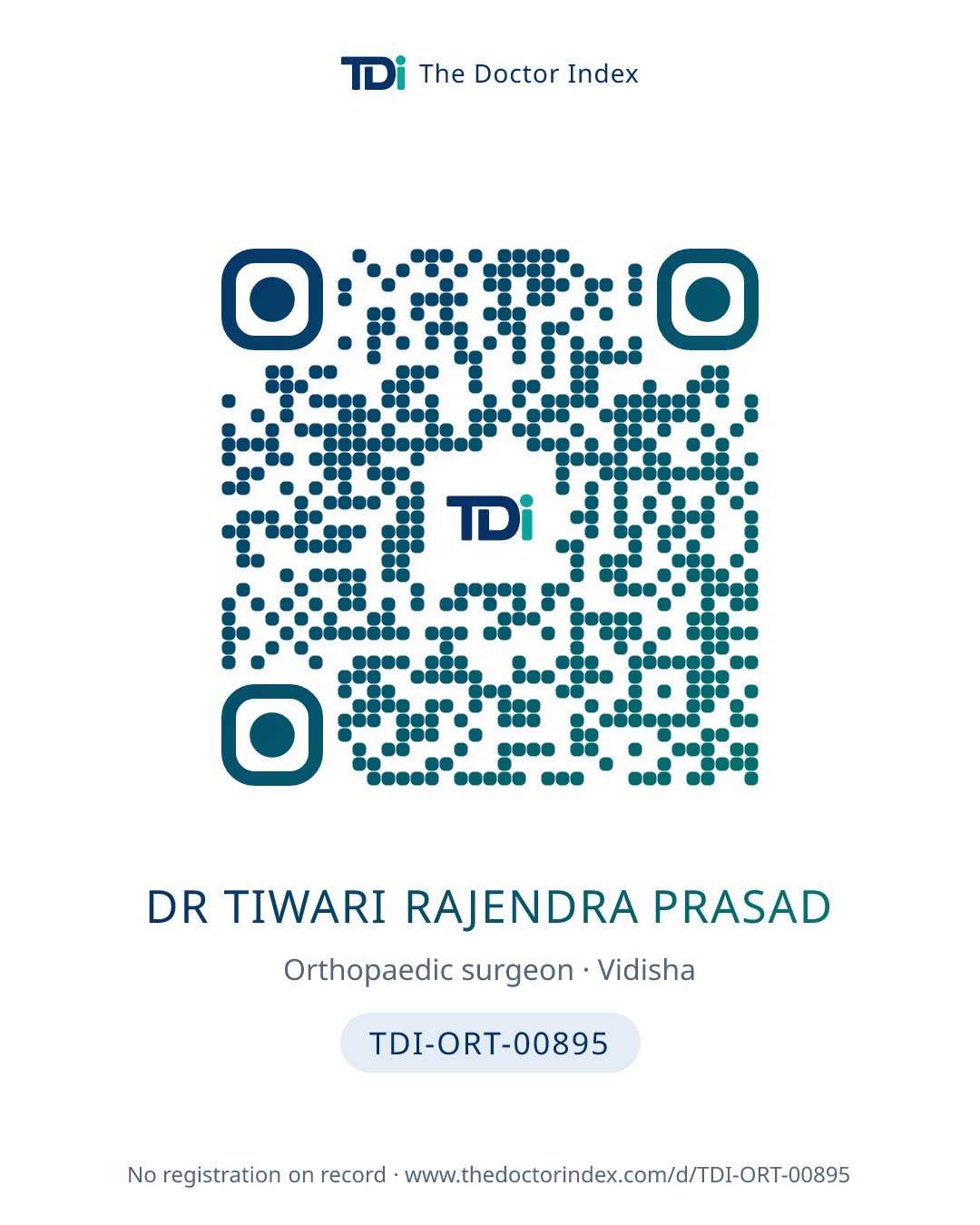 QR card for Dr Tiwari Rajendra Prasad, TDI-ORT-00895