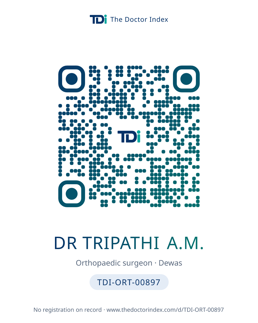 QR card for Dr Tripathi A.M., TDI-ORT-00897