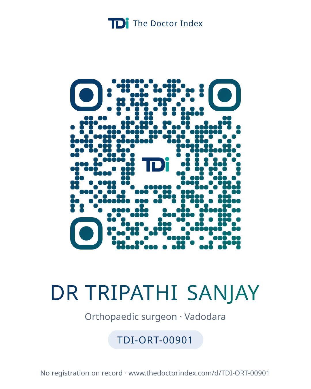 QR card for Dr Tripathi Sanjay, TDI-ORT-00901