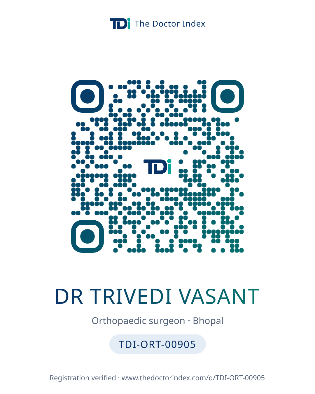 QR card for Dr Trivedi Vasant, TDI-ORT-00905