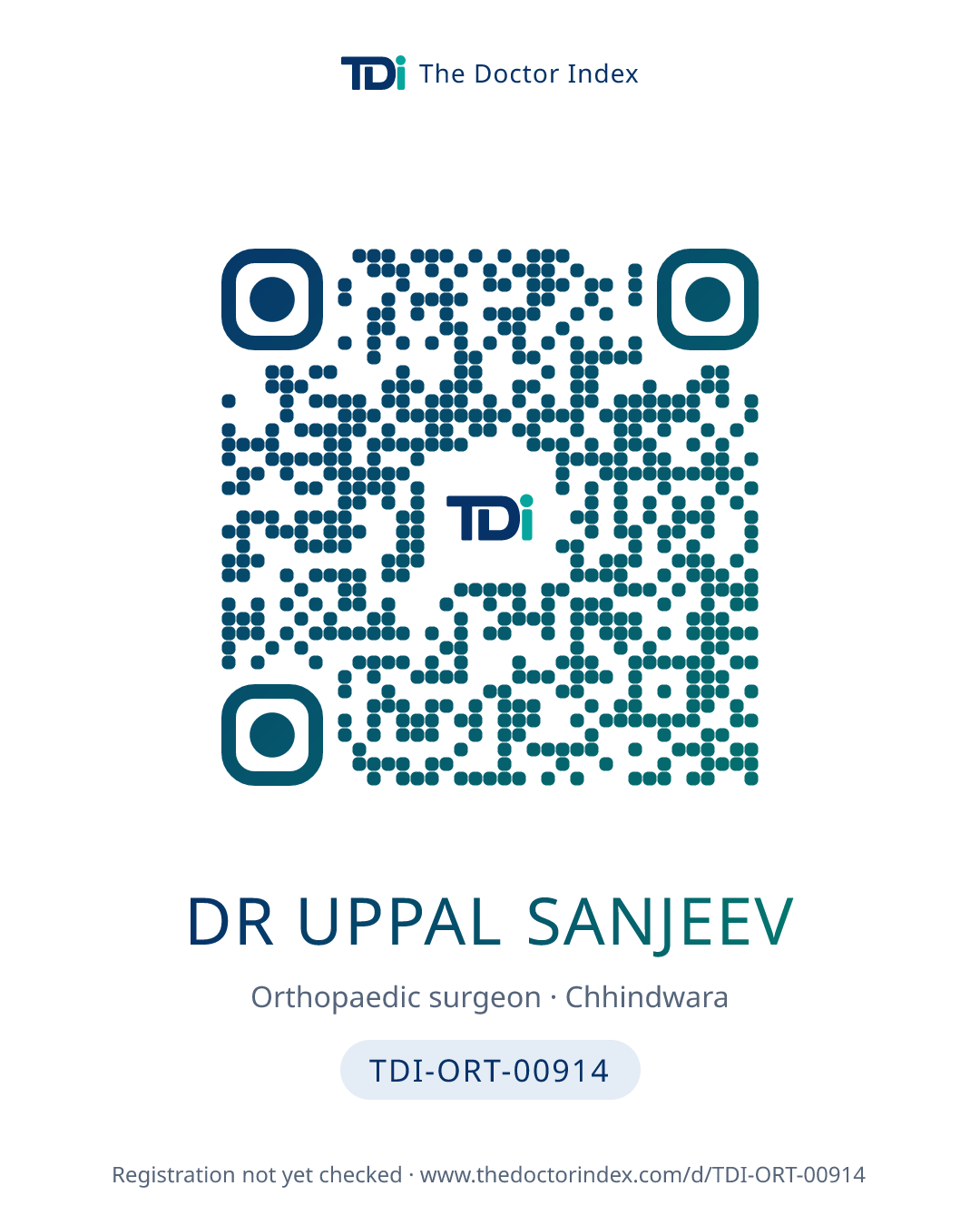 QR card for Dr Uppal Sanjeev, TDI-ORT-00914