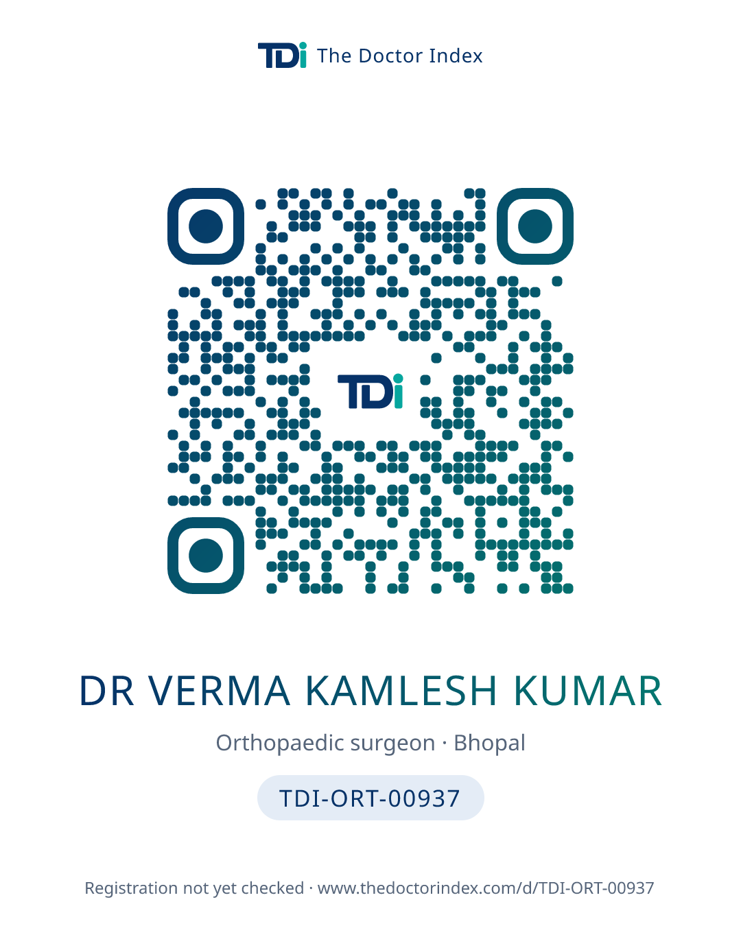 QR card for Dr Verma Kamlesh Kumar, TDI-ORT-00937