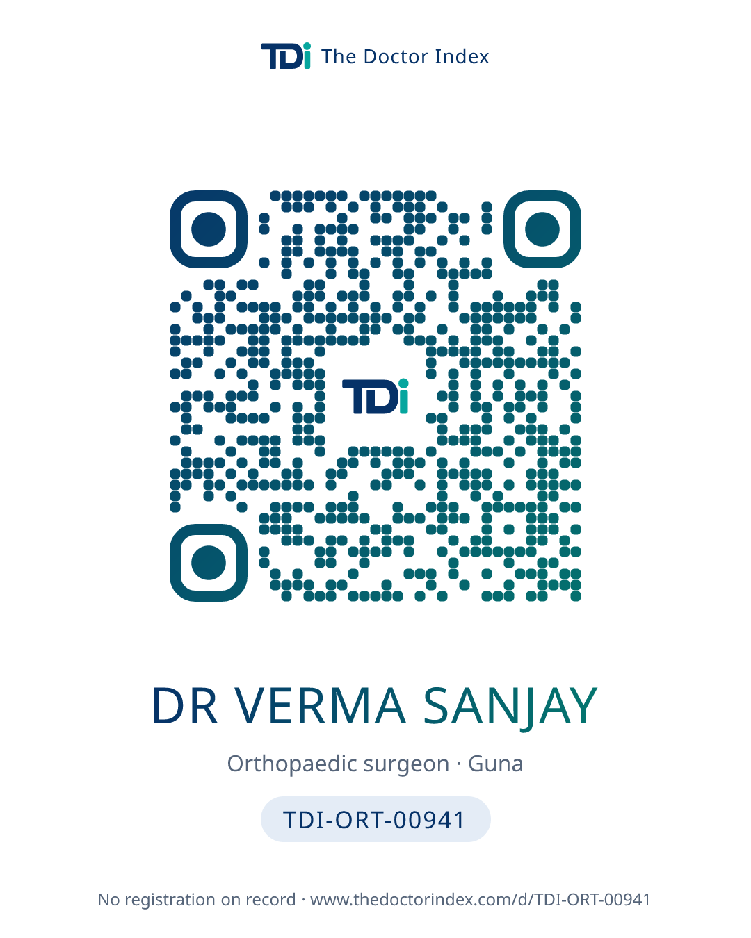 QR card for Dr Verma Sanjay, TDI-ORT-00941