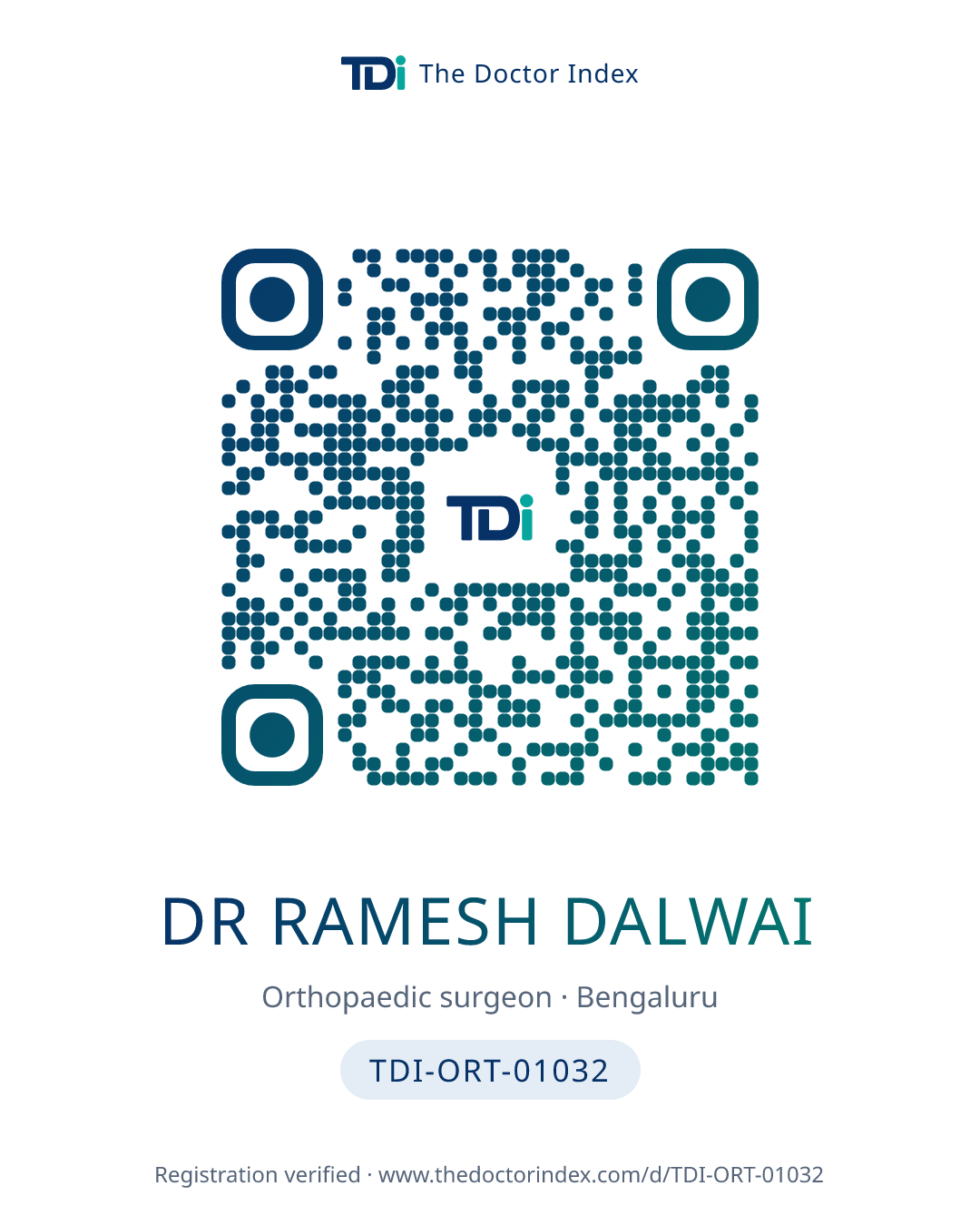 QR card for Dr Ramesh Dalwai, TDI-ORT-01032