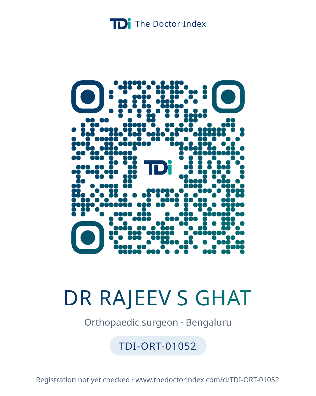 QR card for Dr Rajeev S Ghat, TDI-ORT-01052