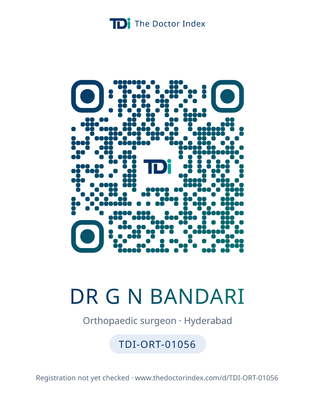 QR card for Dr G N Bandari, TDI-ORT-01056