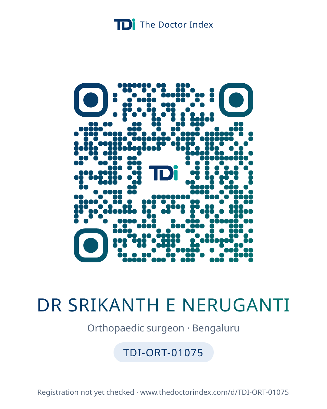 QR card for Dr Srikanth E Neruganti, TDI-ORT-01075