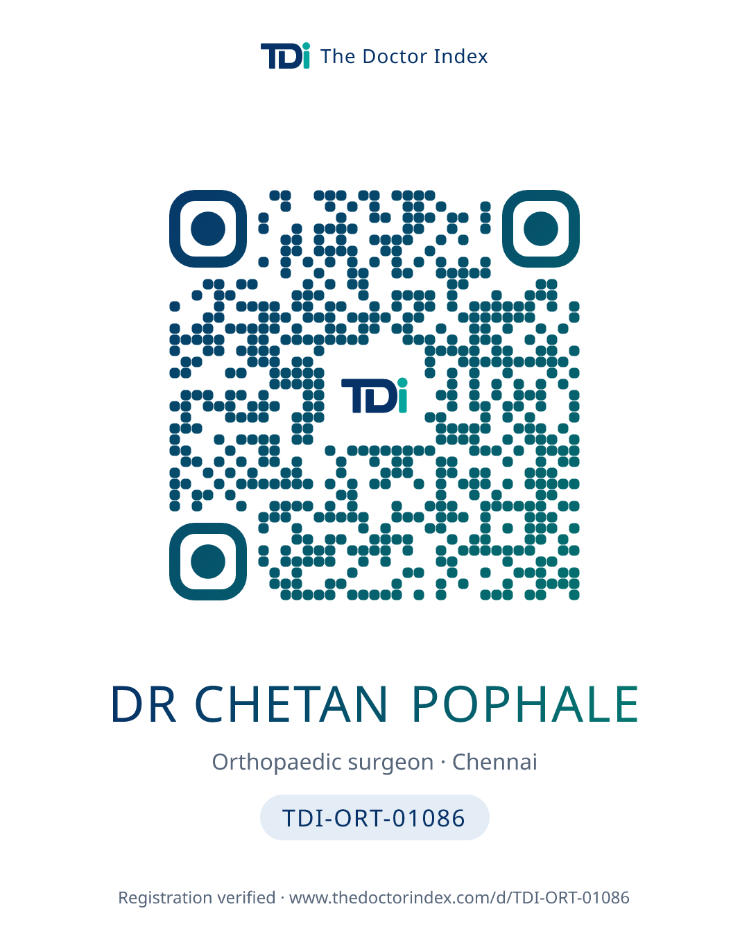 QR card for Dr Chetan Pophale, TDI-ORT-01086
