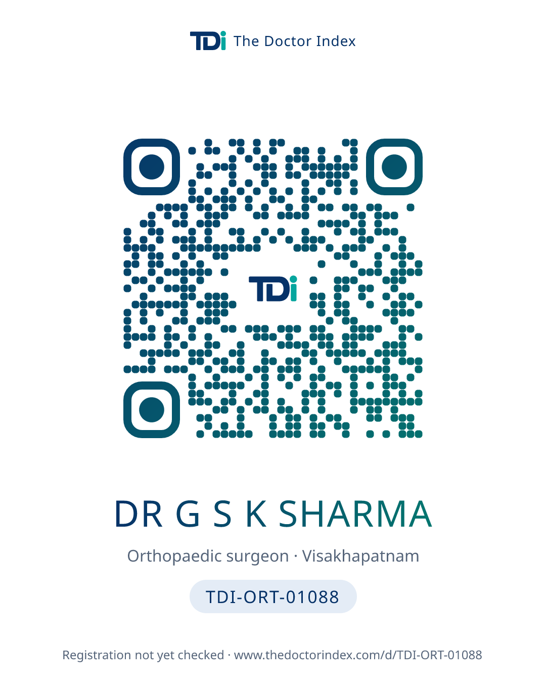 QR card for Dr G S K Sharma, TDI-ORT-01088