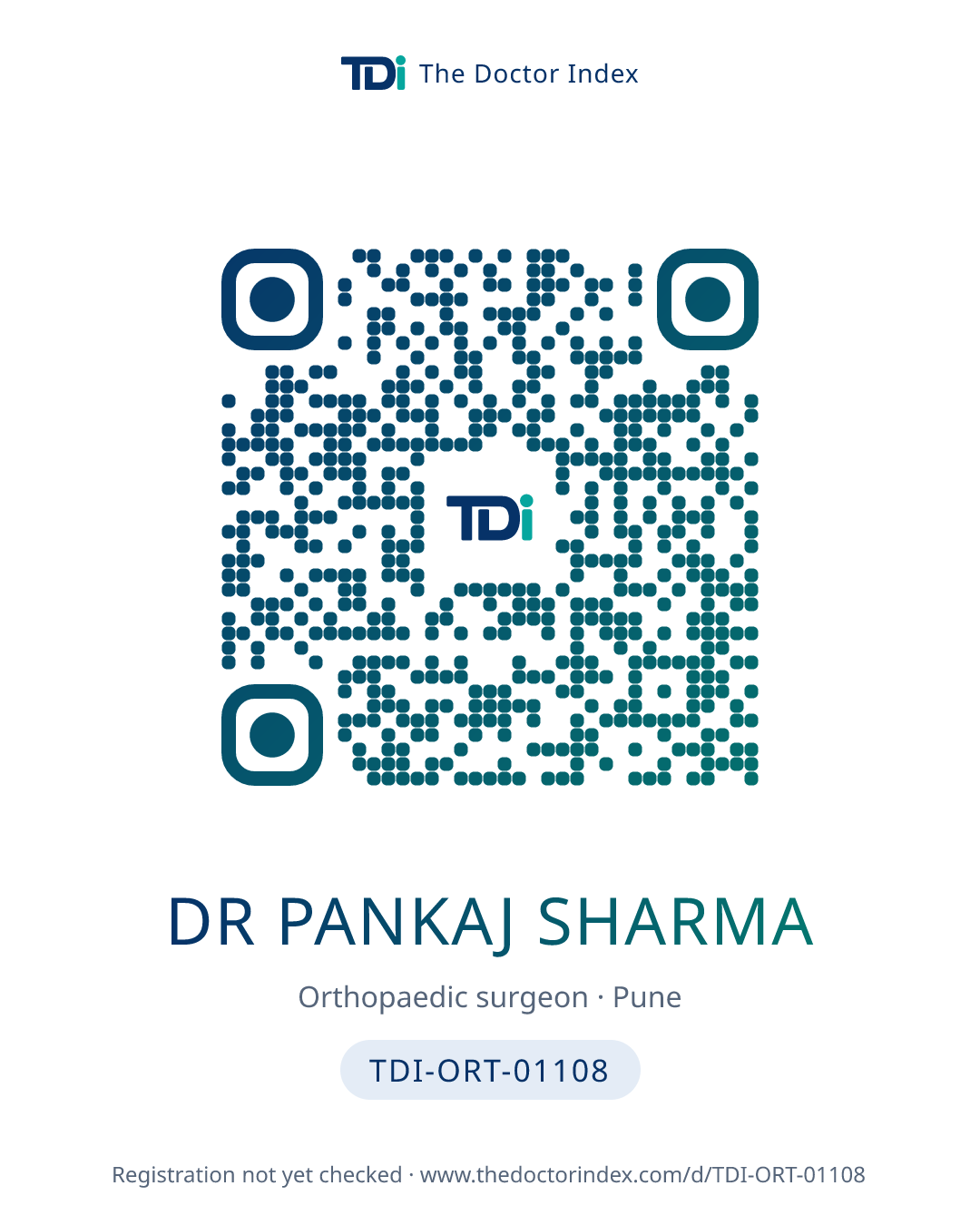 QR card for Dr Pankaj Sharma, TDI-ORT-01108