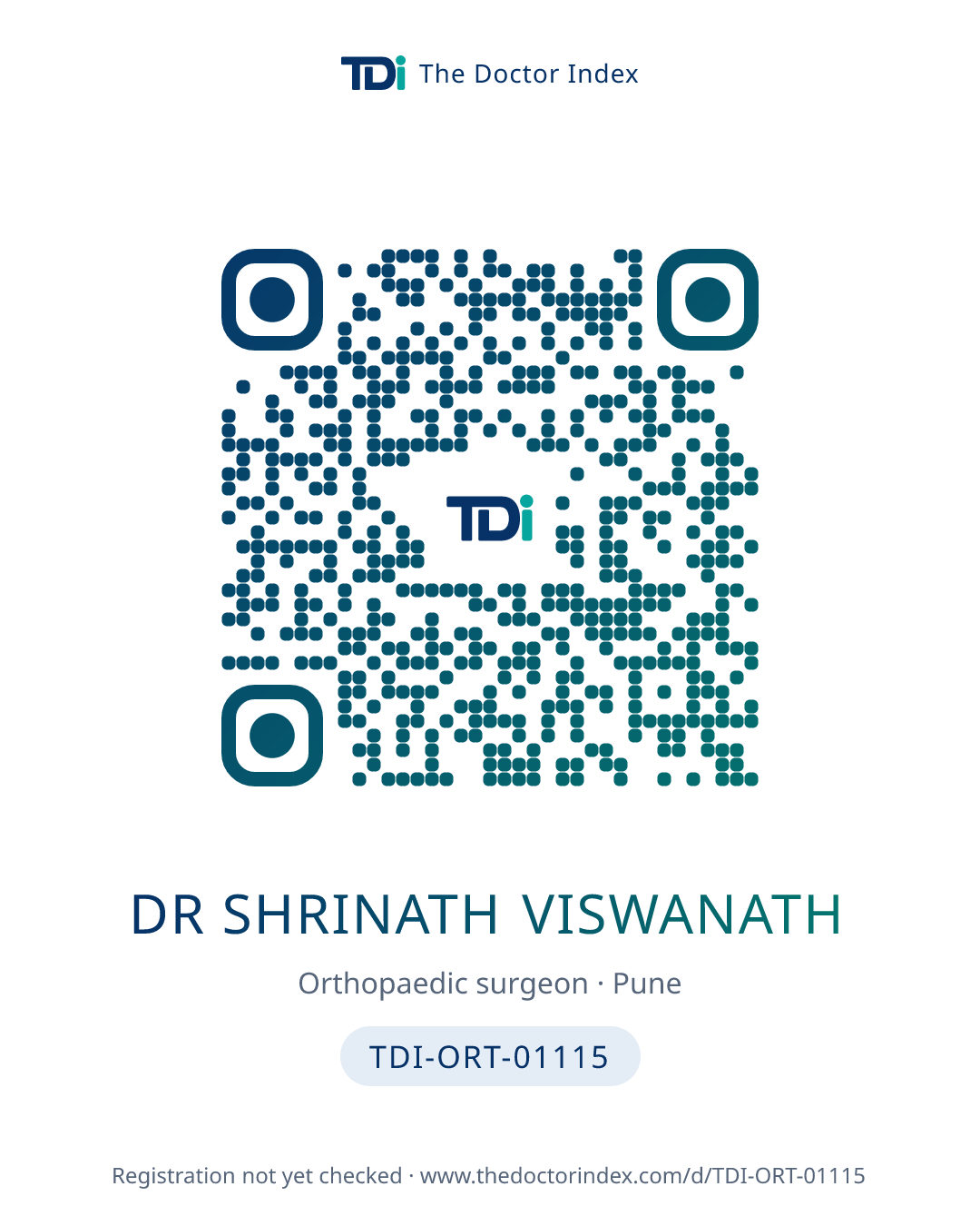 QR card for Dr Shrinath Viswanath, TDI-ORT-01115