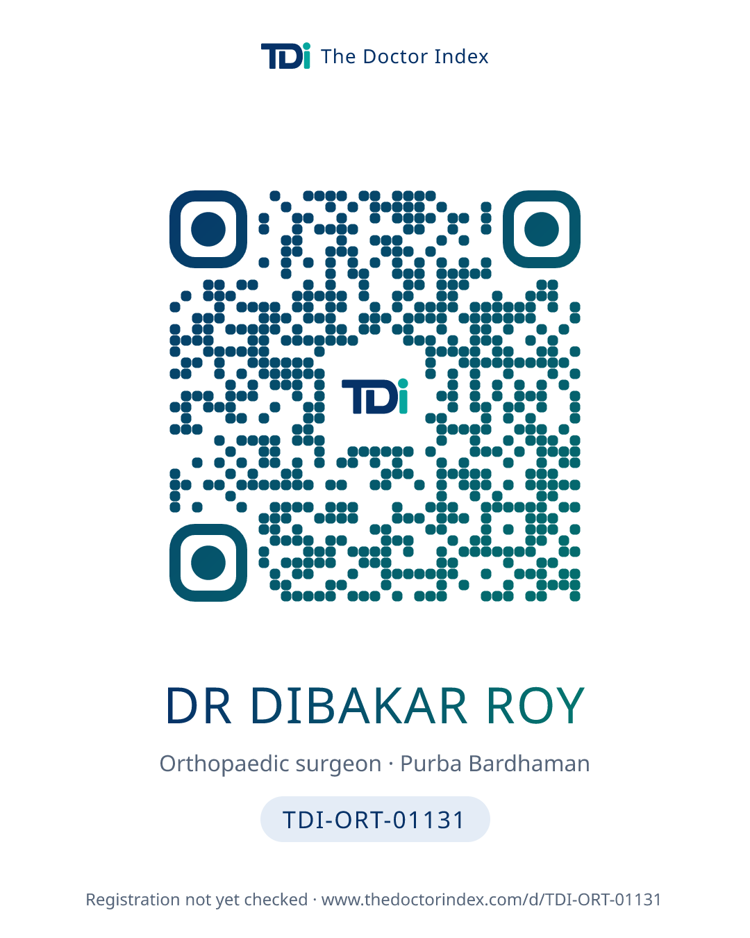 QR card for Dr Dibakar Roy, TDI-ORT-01131