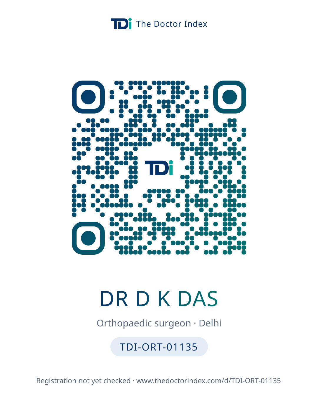 QR card for Dr D K Das, TDI-ORT-01135