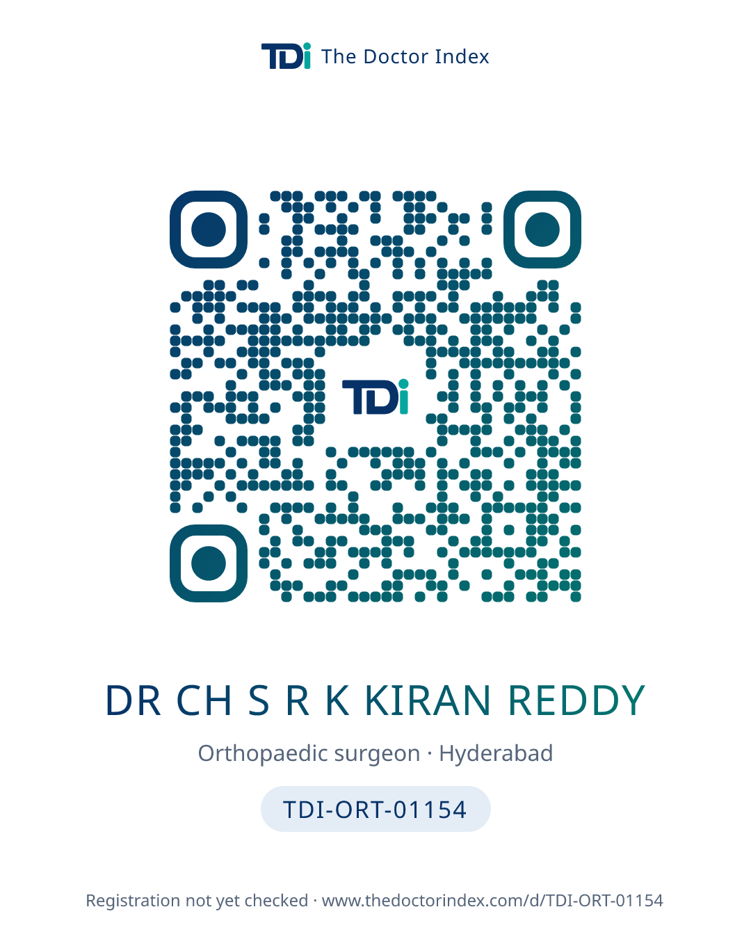 QR card for Dr Ch S R K Kiran Reddy, TDI-ORT-01154