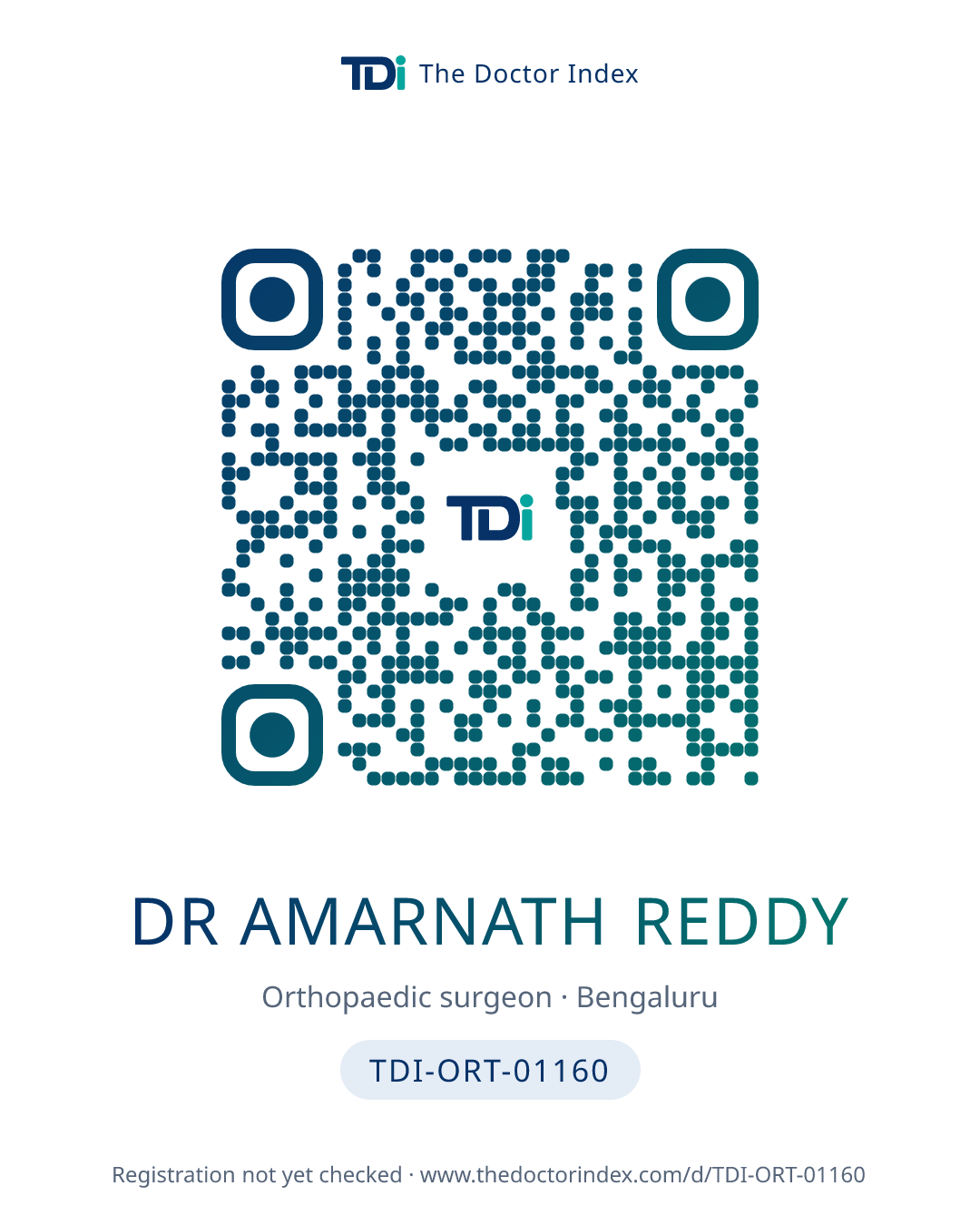 QR card for Dr Amarnath Reddy, TDI-ORT-01160