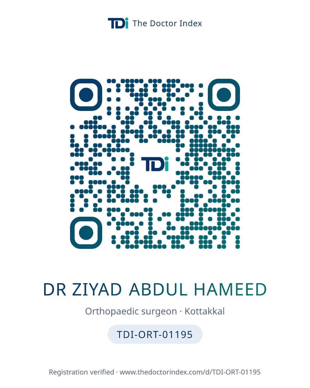QR card for Dr Ziyad Abdul Hameed, TDI-ORT-01195