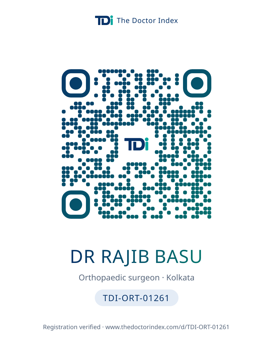 QR card for Dr Rajib Basu, TDI-ORT-01261