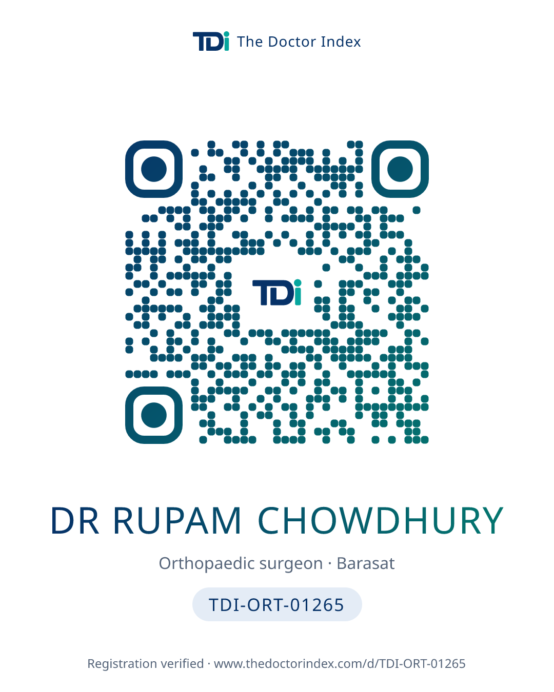 QR card for Dr Rupam Chowdhury, TDI-ORT-01265