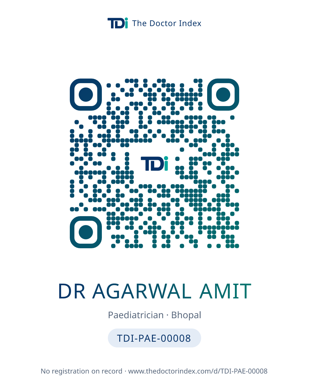 QR card for Dr Agarwal Amit, TDI-PAE-00008