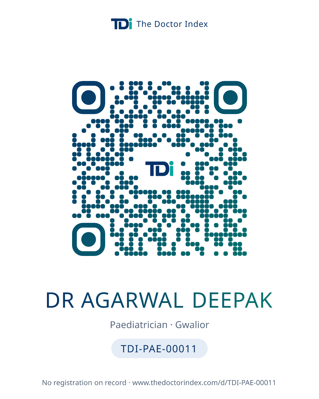 QR card for Dr Agarwal Deepak, TDI-PAE-00011