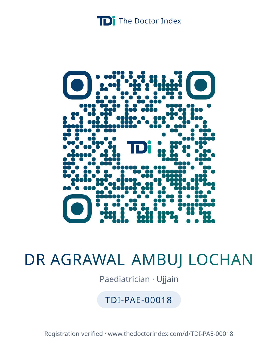 QR card for Dr Agrawal Ambuj Lochan, TDI-PAE-00018