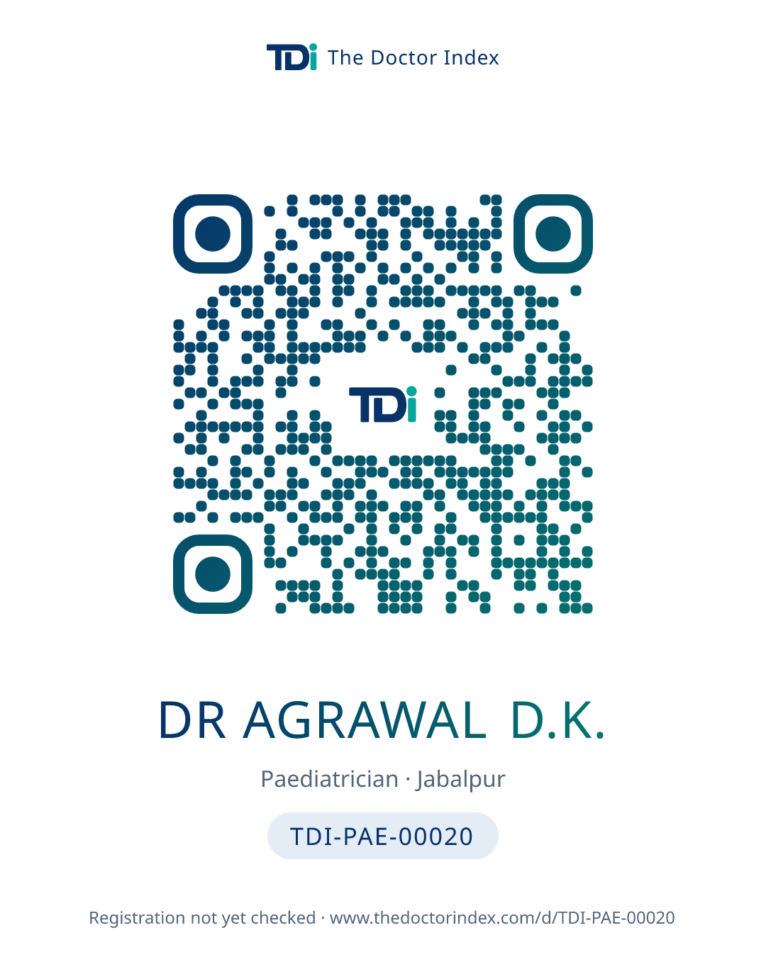 QR card for Dr Agrawal D.K., TDI-PAE-00020
