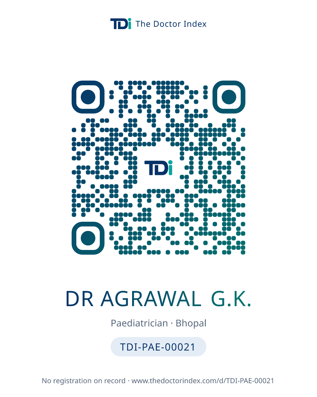 QR card for Dr Agrawal G.K., TDI-PAE-00021