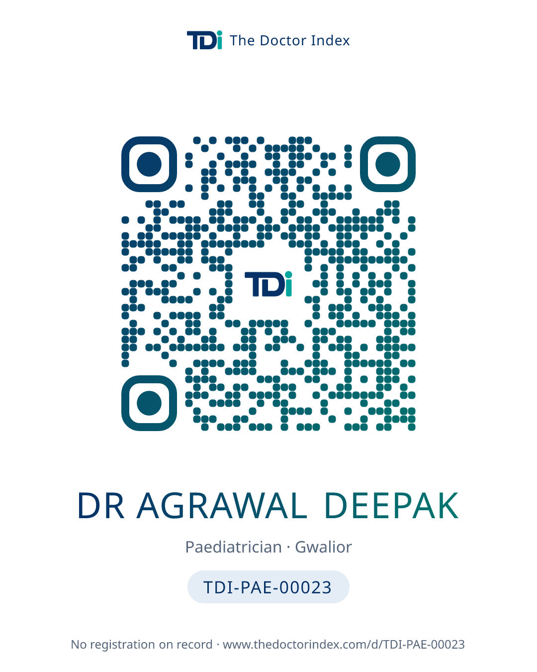 QR card for Dr Agrawal Deepak, TDI-PAE-00023