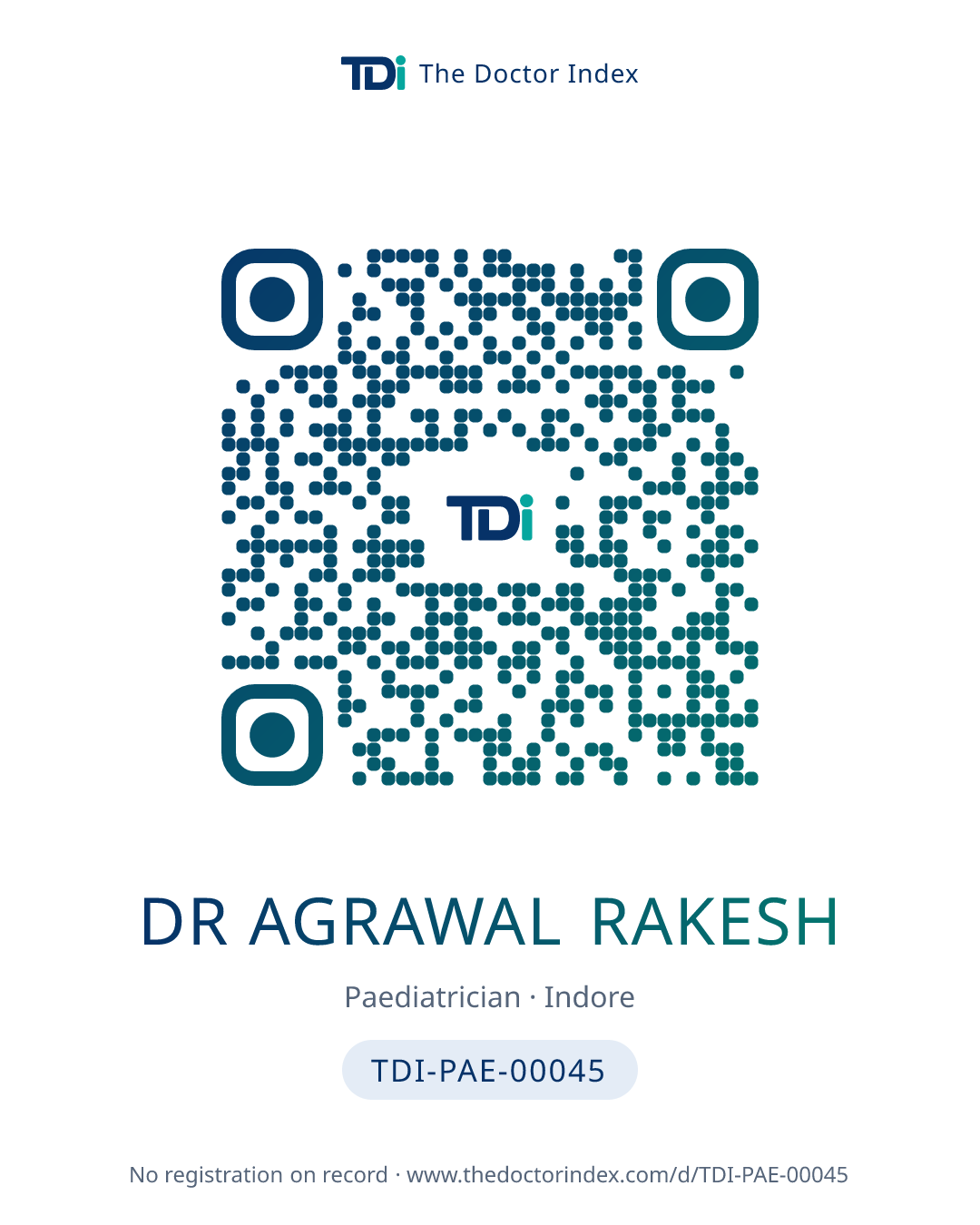 QR card for Dr Agrawal Rakesh, TDI-PAE-00045