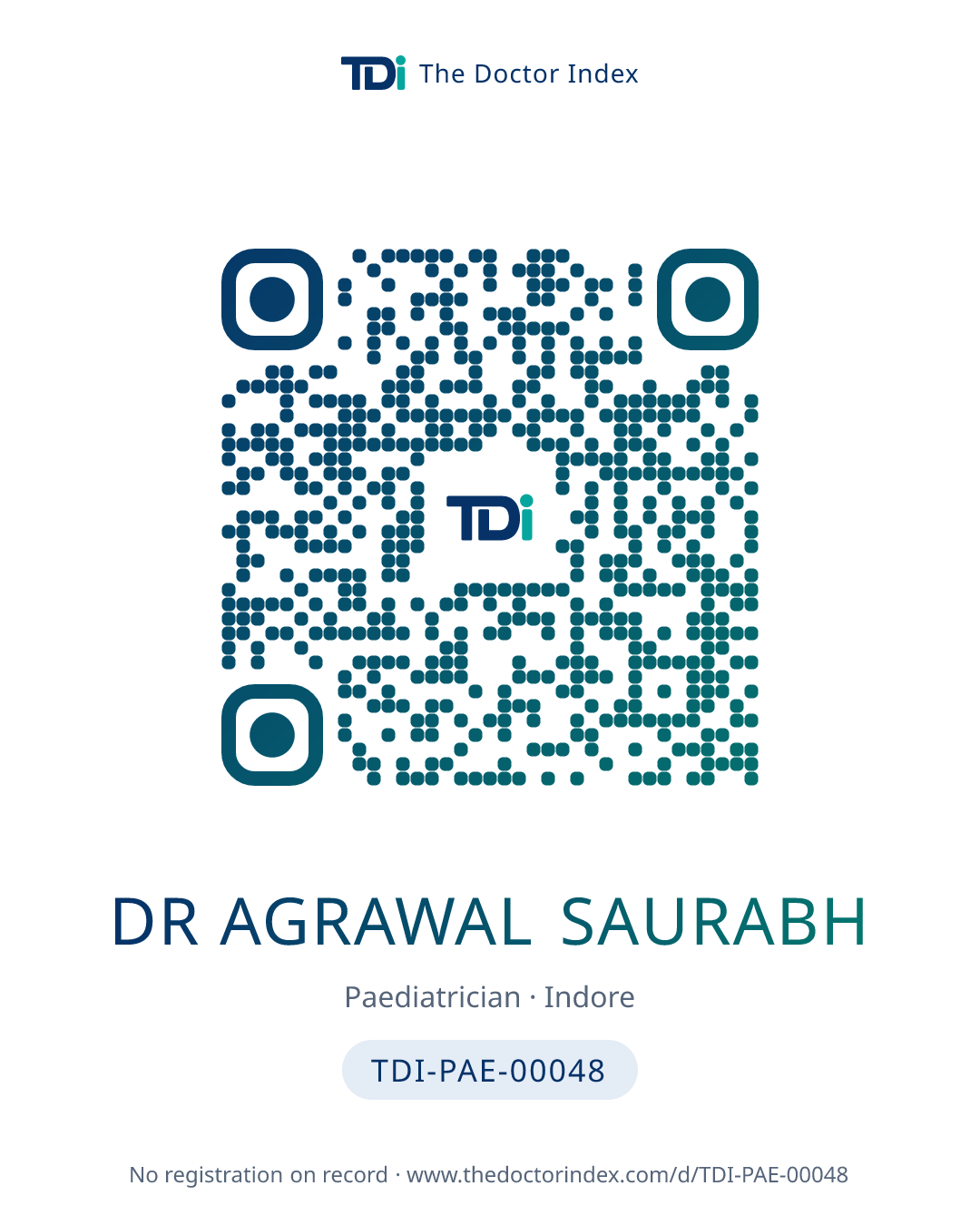 QR card for Dr Agrawal Saurabh, TDI-PAE-00048