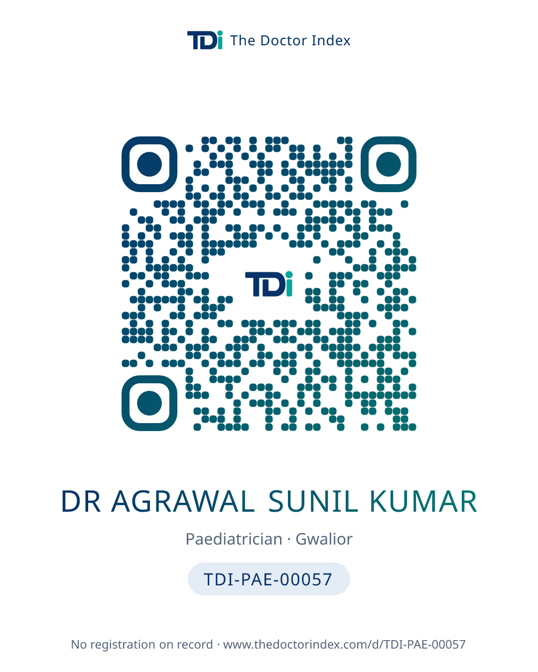 QR card for Dr Agrawal Sunil Kumar, TDI-PAE-00057