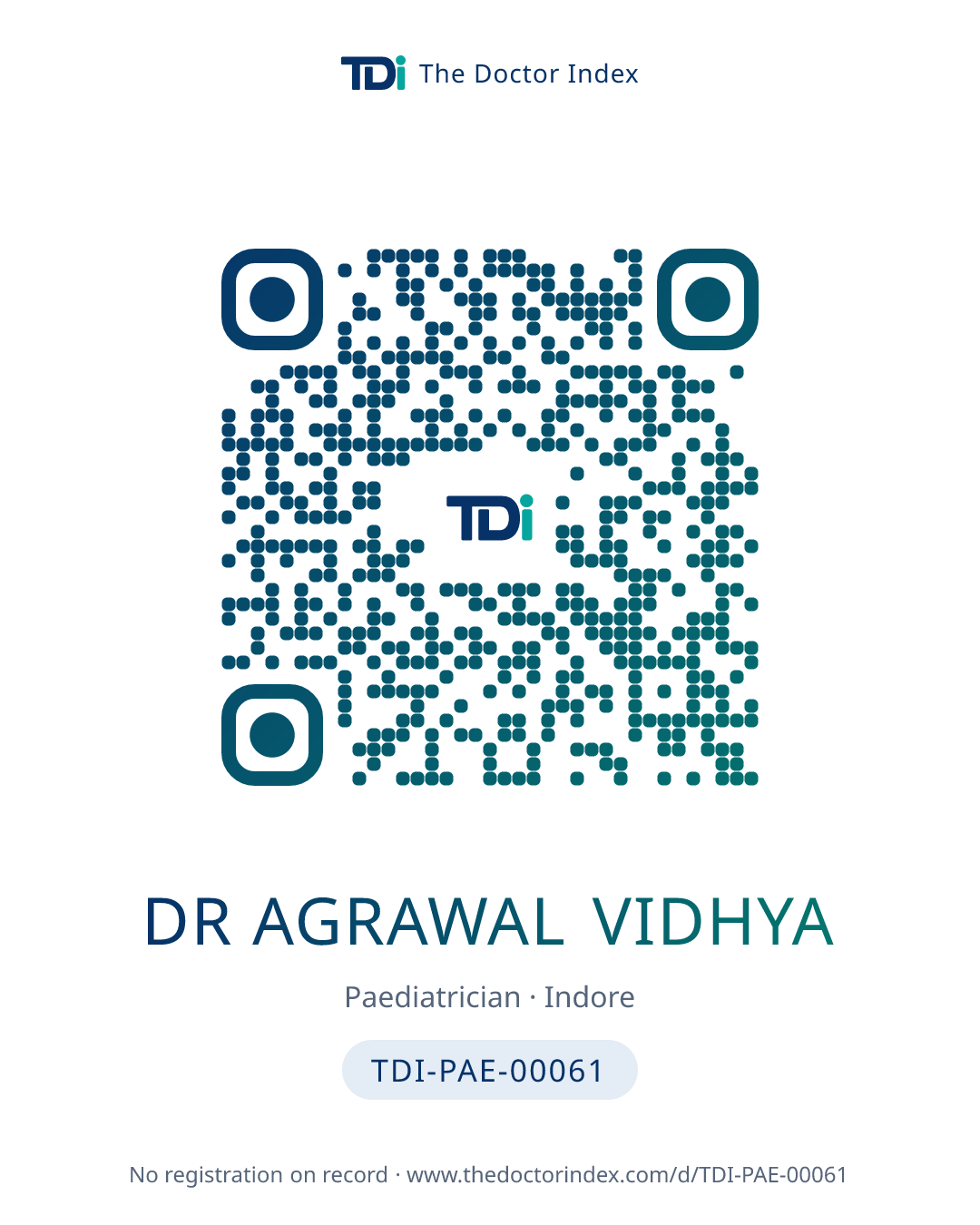 QR card for Dr Agrawal Vidhya, TDI-PAE-00061