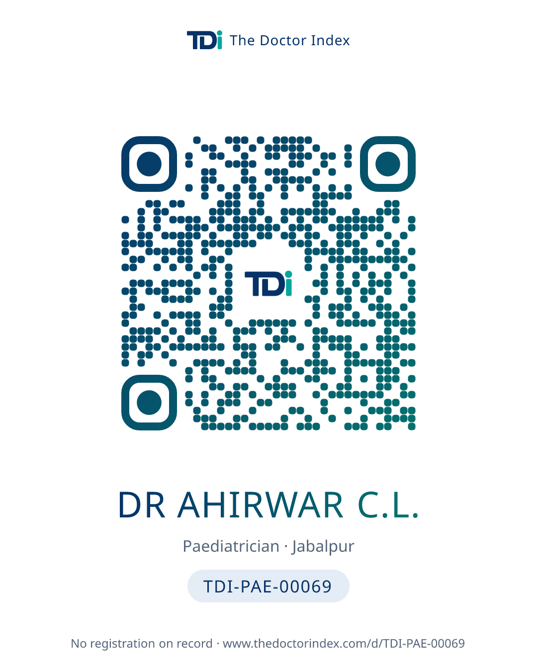 QR card for Dr Ahirwar C.L., TDI-PAE-00069