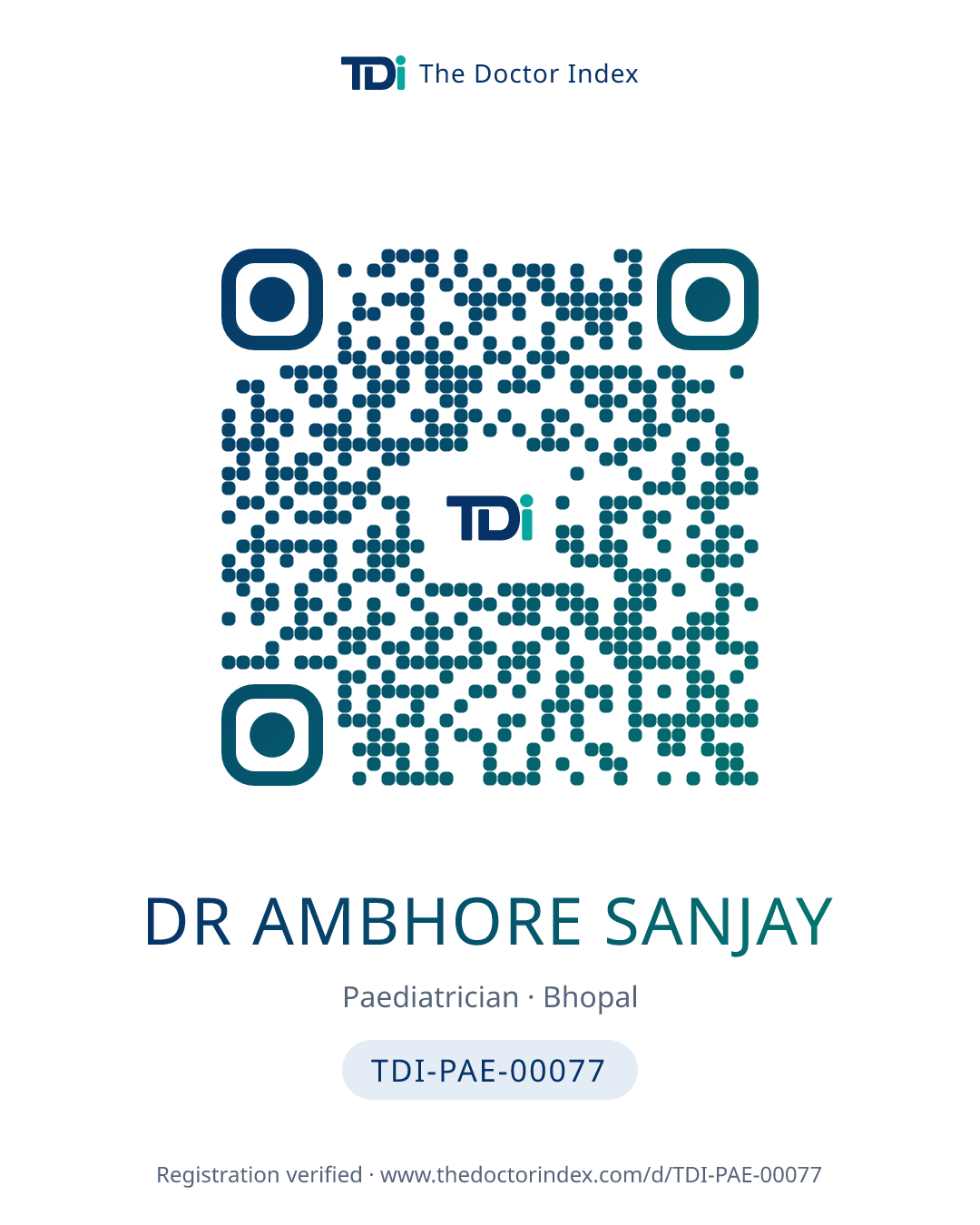 QR card for Dr Ambhore Sanjay, TDI-PAE-00077