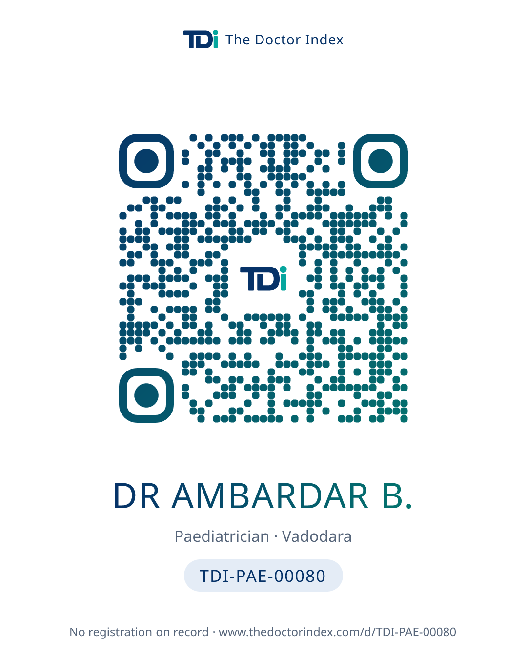 QR card for Dr Ambardar B., TDI-PAE-00080