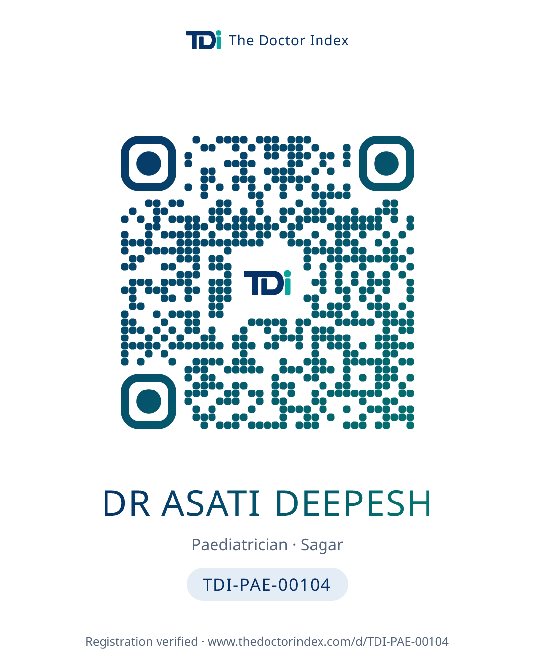 QR card for Dr Asati Deepesh, TDI-PAE-00104