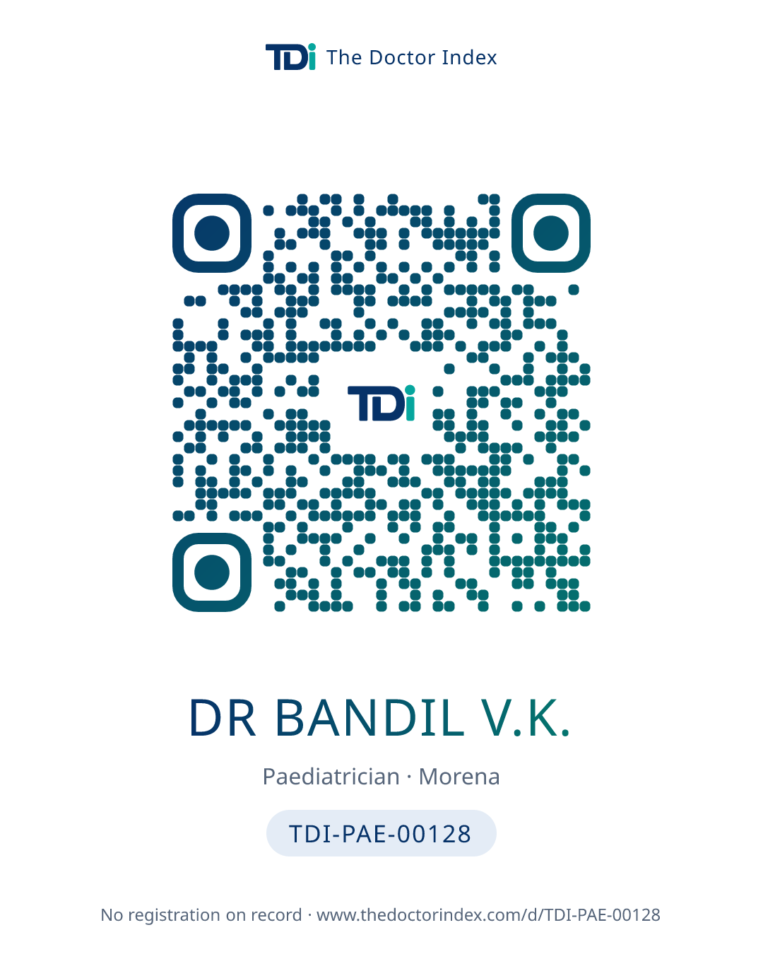 QR card for Dr Bandil V.K., TDI-PAE-00128