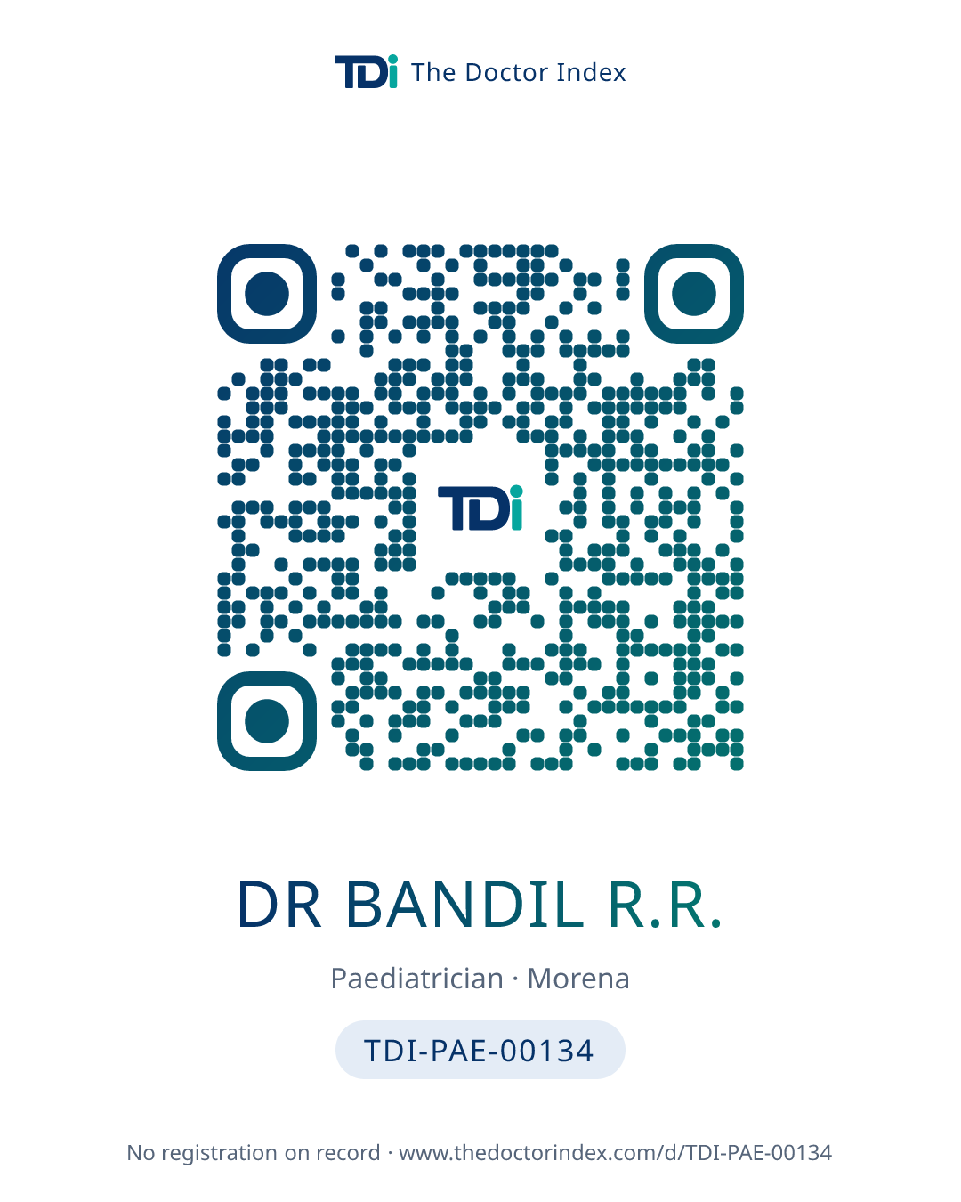 QR card for Dr Bandil R.R., TDI-PAE-00134