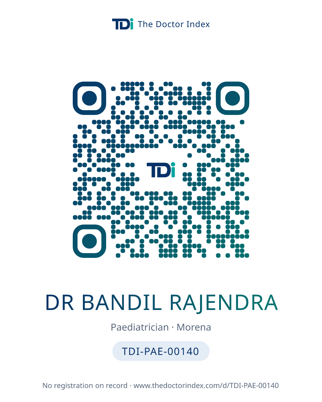 QR card for Dr Bandil Rajendra, TDI-PAE-00140