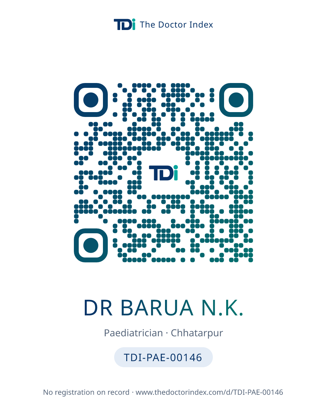 QR card for Dr Barua N.K., TDI-PAE-00146